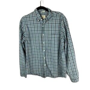 J Crew Size L Mens Shirt Slim Stretch Blue Plaid Long Sleeve Button Down